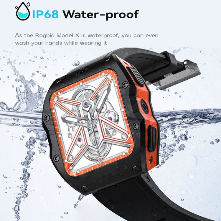 Model X 1.99 inch IP68 Waterproof Android 9.0 4G Dual Cameras Ceramics Smart Watch, Specification:4GB+128GB(Black Orange) - free shipping - PMC TechLife - Order now!