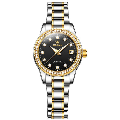 OLEVS 7003 Women Multifunctional Waterproof Mechanical Watch(Gold + Black) - Metal Strap Watches by OLEVS | Online Shopping South Africa | PMC Jewellery