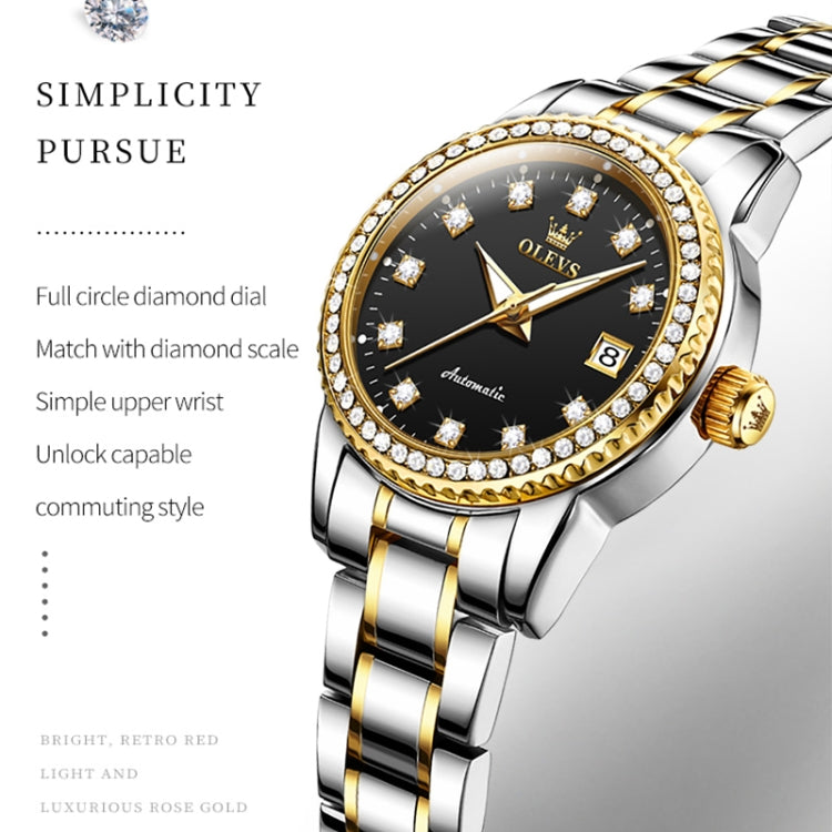 OLEVS 7003 Women Multifunctional Waterproof Mechanical Watch(Gold + Black) - Metal Strap Watches by OLEVS | Online Shopping South Africa | PMC Jewellery