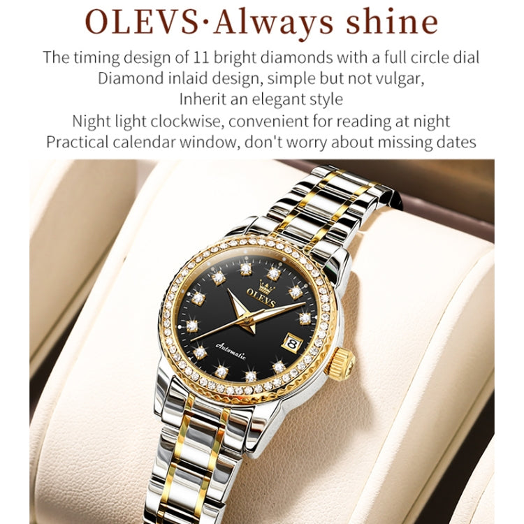 OLEVS 7003 Women Multifunctional Waterproof Mechanical Watch(Gold + Black) - Metal Strap Watches by OLEVS | Online Shopping South Africa | PMC Jewellery