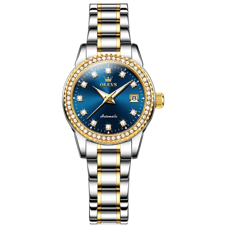OLEVS 7003 Women Multifunctional Waterproof Mechanical Watch(Gold + Blue) - Metal Strap Watches by OLEVS | Online Shopping South Africa | PMC Jewellery
