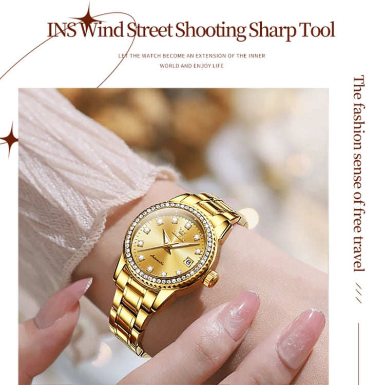 OLEVS 7003 Women Multifunctional Waterproof Mechanical Watch(Gold) - Metal Strap Watches by OLEVS | Online Shopping South Africa | PMC Jewellery