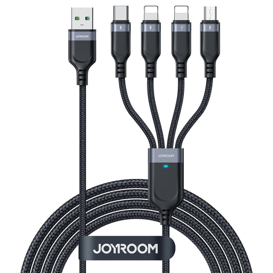 JOYROOM A18 3.5A USB to Dual 8 Pin+USB-C/Type-C+Micro USB 4 in 1 Data Cable, Length: 1.2m(Black) - Multifunction Cable by JOYROOM | Online Shopping South Africa | PMC Jewellery