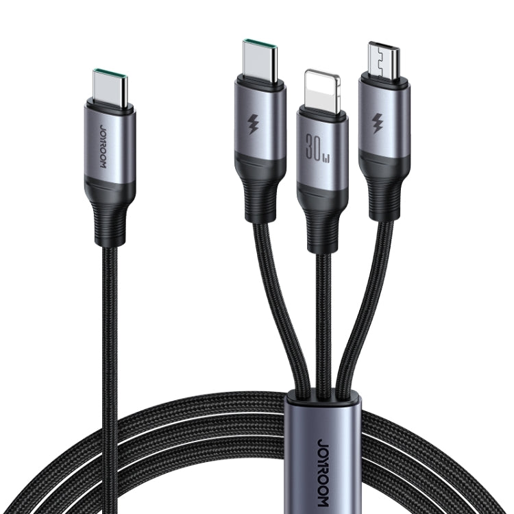 JOYROOM A21 30W Type-C to 8 Pin+Type-C+Micro USB 3 in 1 Charging Cable, Length: 1.5m(Black) - Multifunction Cable by JOYROOM | Online Shopping South Africa | PMC Jewellery