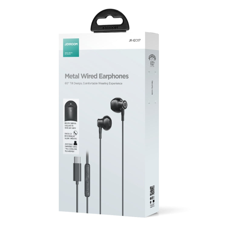 JOYRO0M JR-EC07 Type-C Metal Half In-Ear Wired Earphone, Length: 1.2m(Black) - Type-C Earphone by JOYROOM | Online Shopping South Africa | PMC Jewellery