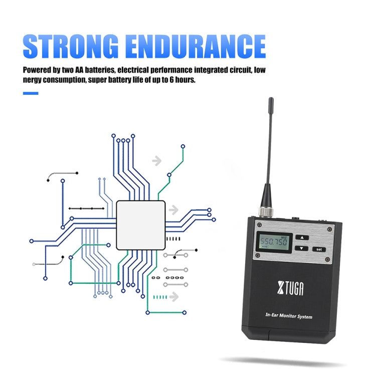 XTUGA  IEM1100 Professional Wireless In Ear Monitor System 1 BodyPacks(UK Plug) - free shipping - PMC TechLife - Order now!