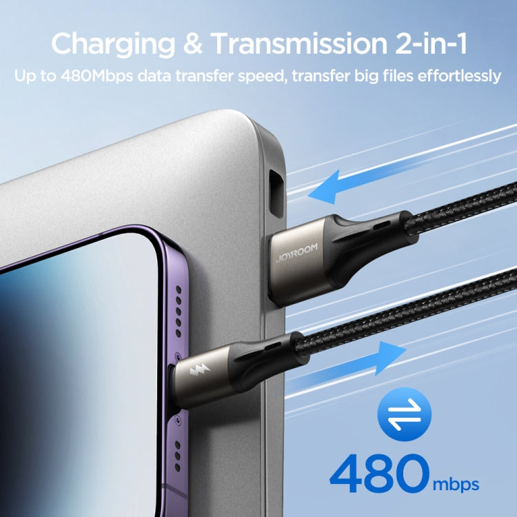 JOYROOM SA25-AC3 3A USB to USB-C/Type-C Fast Charge Data Cable, Length:2m(Black) - USB-C & Type-C Cable by JOYROOM | Online Shopping South Africa | PMC TechLife
