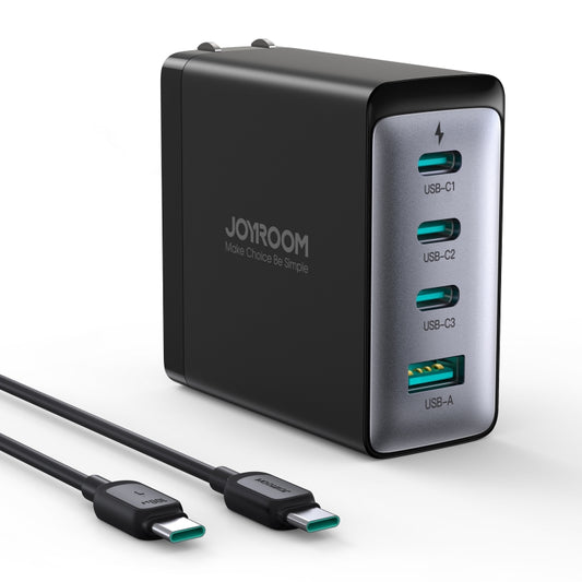 JOYROOM JR-TCG04 100W USB+3 x Type-C GaN Multi-port Charger Set, Specification:US Plug(Black) - USB Charger by JOYROOM | Online Shopping South Africa | PMC Jewellery