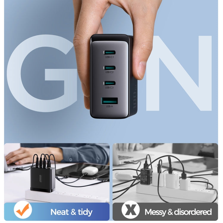 JOYROOM JR-TCG04 100W USB+3 x Type-C GaN Multi-port Charger Set, Specification:US Plug(Black) - free shipping - PMC TechLife - Order now!