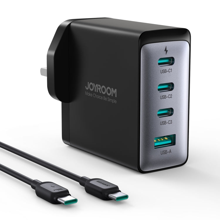 JOYROOM JR-TCG04 100W USB+3 x Type-C GaN Multi-port Charger Set, Specification:UK Plug(Black) - USB Charger by JOYROOM | Online Shopping South Africa | PMC Jewellery