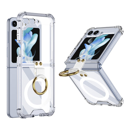 For Samsung Galaxy Z Flip5 GKK MagSafe Airbag Hinge Shockproof Phone Case with Ring Holder(Transparent) - Galaxy Z Flip5 Cases by GKK | Online Shopping South Africa | PMC Jewellery