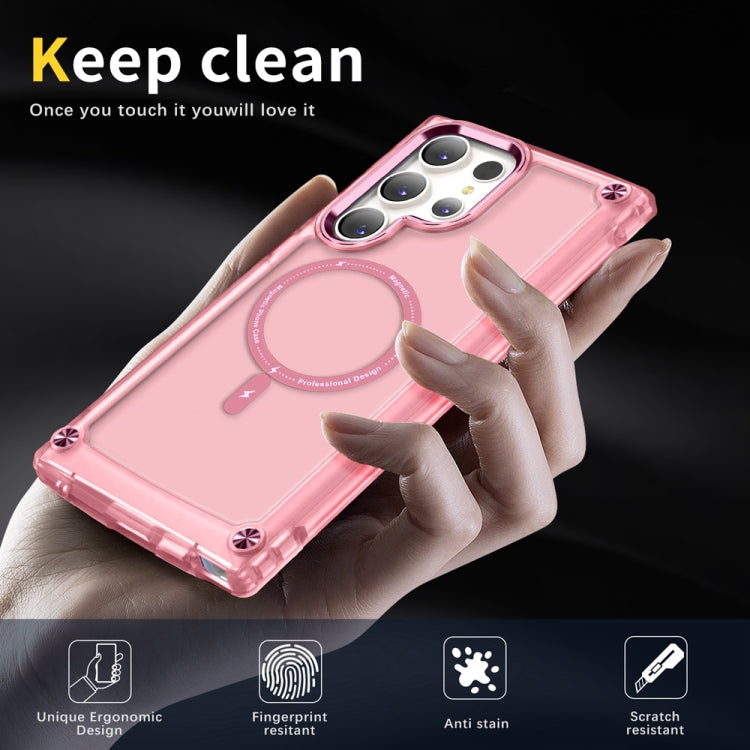 For Samsung Galaxy S23 Ultra 5G Skin Feel TPU + PC MagSafe Magnetic Phone Case(Transparent Pink) - Galaxy S23 Ultra 5G Cases by PMC TechLife | Online Shopping South Africa | PMC TechLife