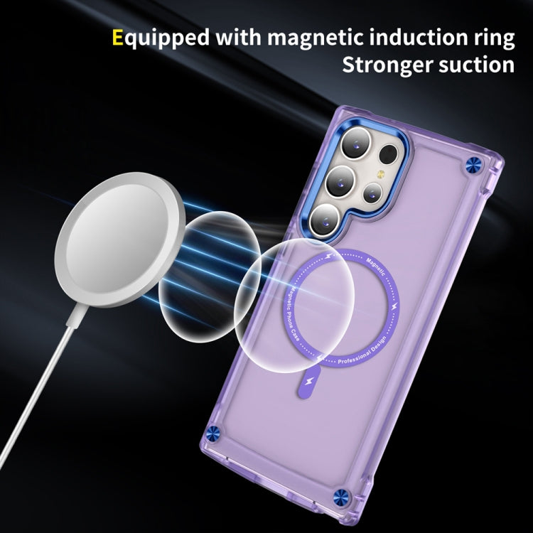 For Samsung Galaxy S23 Ultra 5G Skin Feel TPU + PC MagSafe Magnetic Phone Case(Transparent Purple) - Galaxy S23 Ultra 5G Cases by PMC Jewellery | Online Shopping South Africa | PMC Jewellery