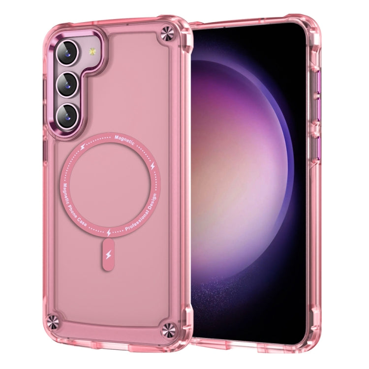 For Samsung Galaxy S23 5G Skin Feel TPU + PC MagSafe Magnetic Phone Case(Transparent Pink) - Galaxy S23 5G Cases by PMC TechLife | Online Shopping South Africa | PMC TechLife