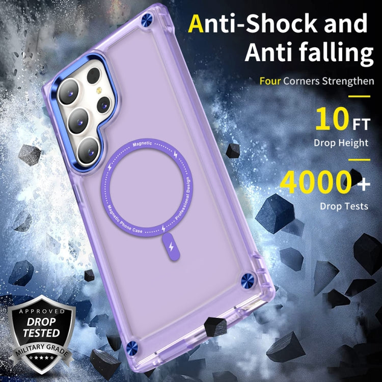 For Samsung Galaxy S22 Ultra 5G Skin Feel TPU + PC MagSafe Magnetic Phone Case(Transparent Purple) - Galaxy S22 Ultra 5G Cases by PMC Jewellery | Online Shopping South Africa | PMC Jewellery