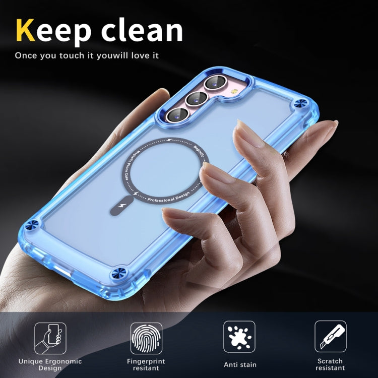 For Samsung Galaxy S22 5G Skin Feel TPU + PC MagSafe Magnetic Phone Case(Transparent Blue) - Galaxy S22 5G Cases by PMC TechLife | Online Shopping South Africa | PMC TechLife