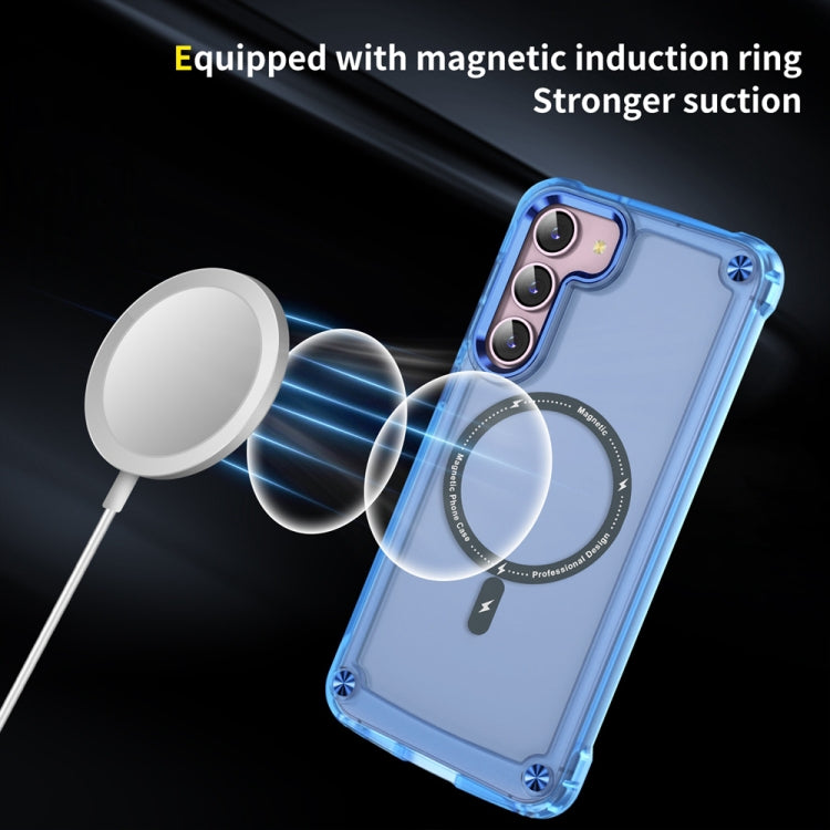 For Samsung Galaxy S22 5G Skin Feel TPU + PC MagSafe Magnetic Phone Case(Transparent Blue) - Galaxy S22 5G Cases by PMC TechLife | Online Shopping South Africa | PMC TechLife