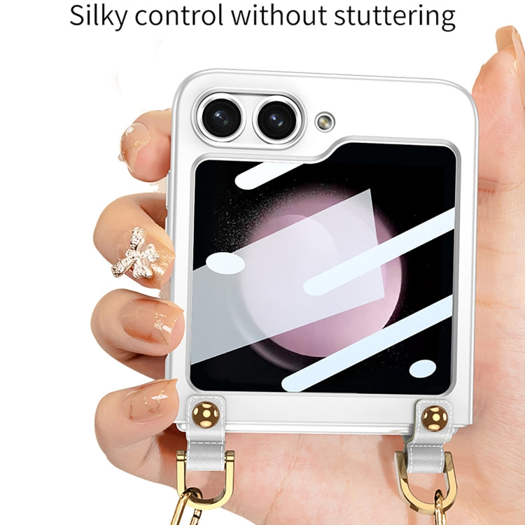 For Samsung Galaxy Z Flip5 GKK Cross-body Ultra-thin PC Phone Case with Strap(Silver) - Galaxy Z Flip5 Cases by GKK | Online Shopping South Africa | PMC TechLife | Buy Now Pay Later Mobicred