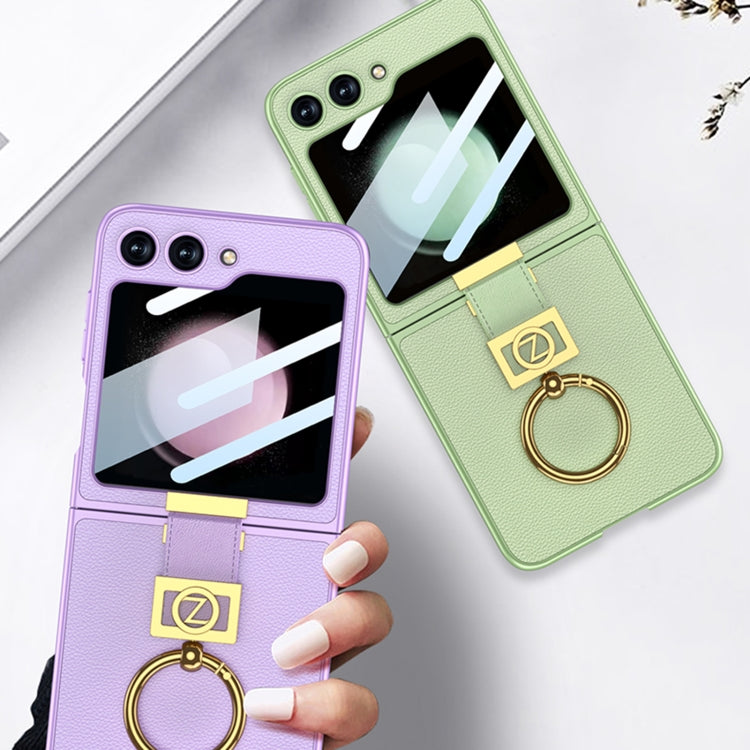 For Samsung Galaxy Z Flip5 GKK Ultra-thin Z Ring Holder Leather Phone Case(Pink) - Galaxy Z Flip5 Cases by GKK | Online Shopping South Africa | PMC TechLife | Buy Now Pay Later Mobicred