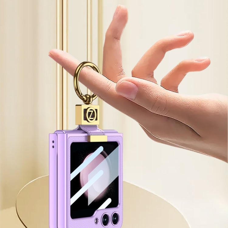 For Samsung Galaxy Z Flip5 GKK Ultra-thin Z Ring Holder Leather Phone Case(Pink) - Galaxy Z Flip5 Cases by GKK | Online Shopping South Africa | PMC TechLife | Buy Now Pay Later Mobicred