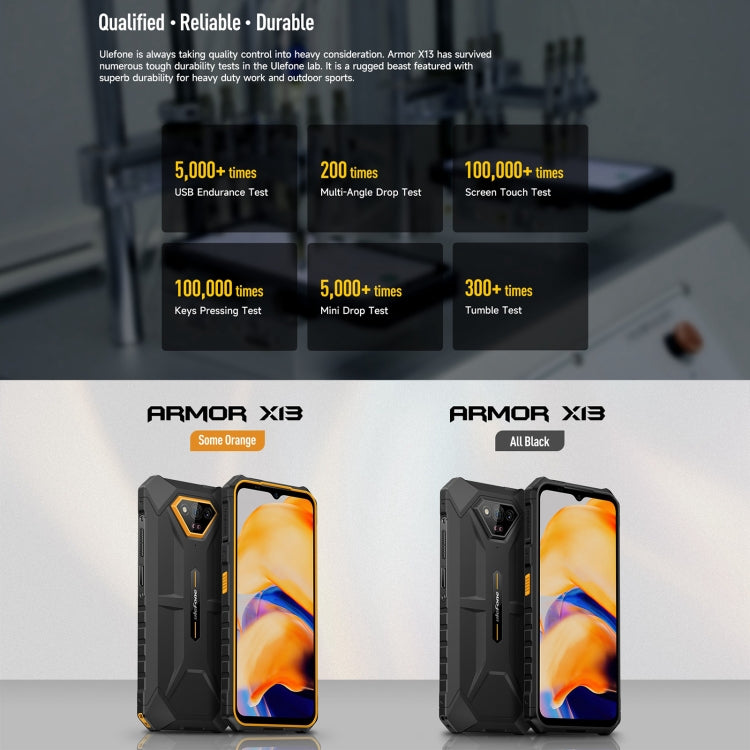 [HK Warehouse] Ulefone Armor X13, 6GB+64GB, IP68/IP69K Rugged Phone, 6.52 inch Android 13 MediaTek Helio G36 Octa Core, Network: 4G, NFC, OTG(All Black) - Ulefone by Ulefone | Online Shopping South Africa | PMC Jewellery