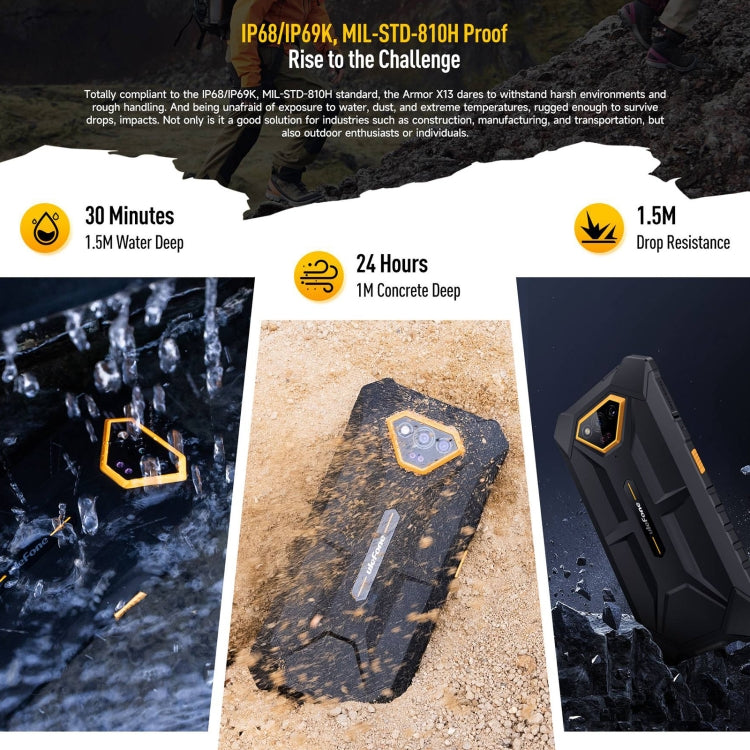 [HK Warehouse] Ulefone Armor X13, 6GB+64GB, IP68/IP69K Rugged Phone, 6.52 inch Android 13 MediaTek Helio G36 Octa Core, Network: 4G, NFC, OTG(All Black) - Ulefone by Ulefone | Online Shopping South Africa | PMC Jewellery