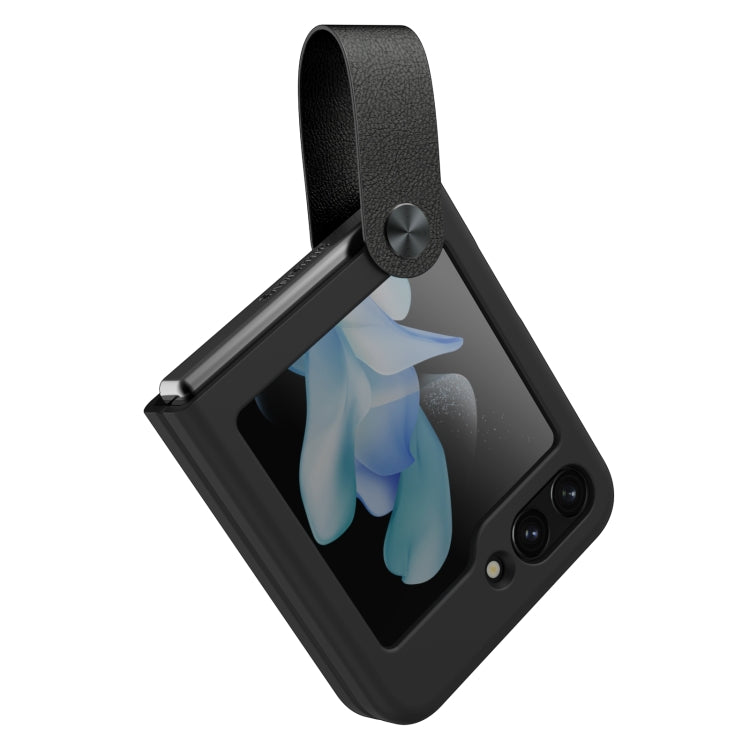 For Samsung Galaxy Z Flip5 NILLKIN Skin Feel Liquid Silicone Phone Case With Finger Strap(Black) - free shipping - PMC TechLife - Order now!