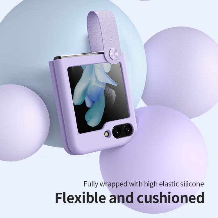 For Samsung Galaxy Z Flip5 NILLKIN Skin Feel Liquid Silicone Phone Case With Finger Strap(Purple) - free shipping - PMC TechLife - Order now!