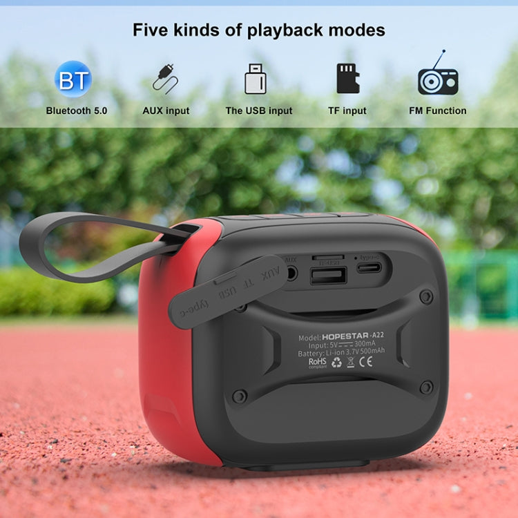 HOPESTAR A22 IPX6 Waterproof Portable Bluetooth Speaker Outdoor Subwoofer(Blue Red) - free shipping - PMC TechLife - Order now!