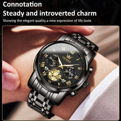 OLEVS 2859 Men Multifunctional Luminous Waterproof Quartz Watch(Black) - Metal Strap Watches by OLEVS | Online Shopping South Africa | PMC Jewellery