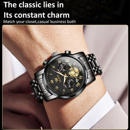 OLEVS 2859 Men Multifunctional Luminous Waterproof Quartz Watch(Black) - Metal Strap Watches by OLEVS | Online Shopping South Africa | PMC Jewellery