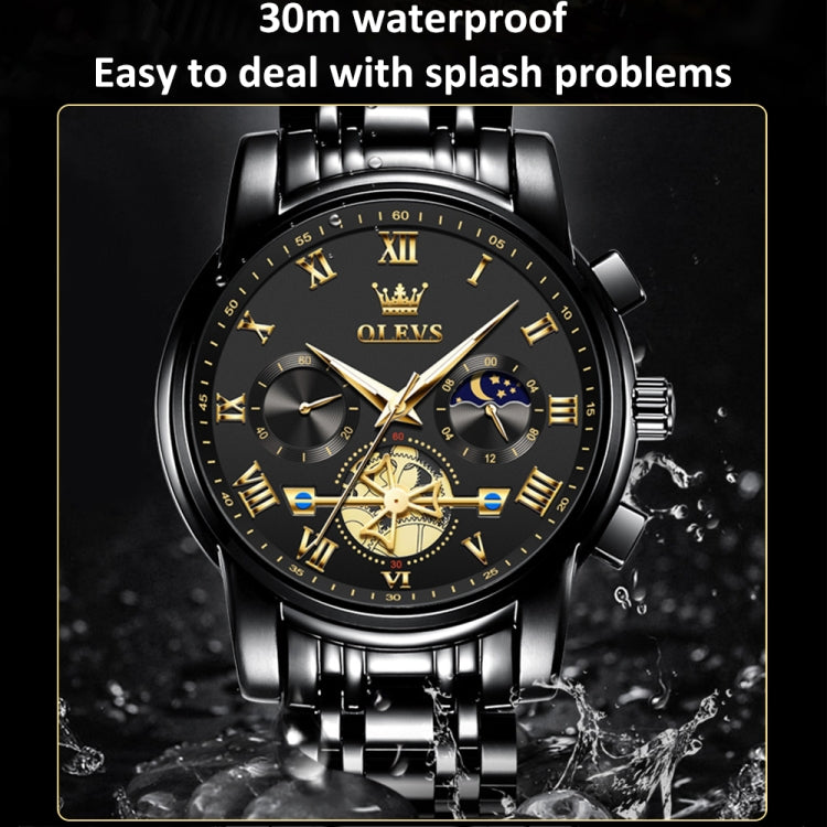 OLEVS 2859 Men Multifunctional Luminous Waterproof Quartz Watch(Black) - Metal Strap Watches by OLEVS | Online Shopping South Africa | PMC Jewellery