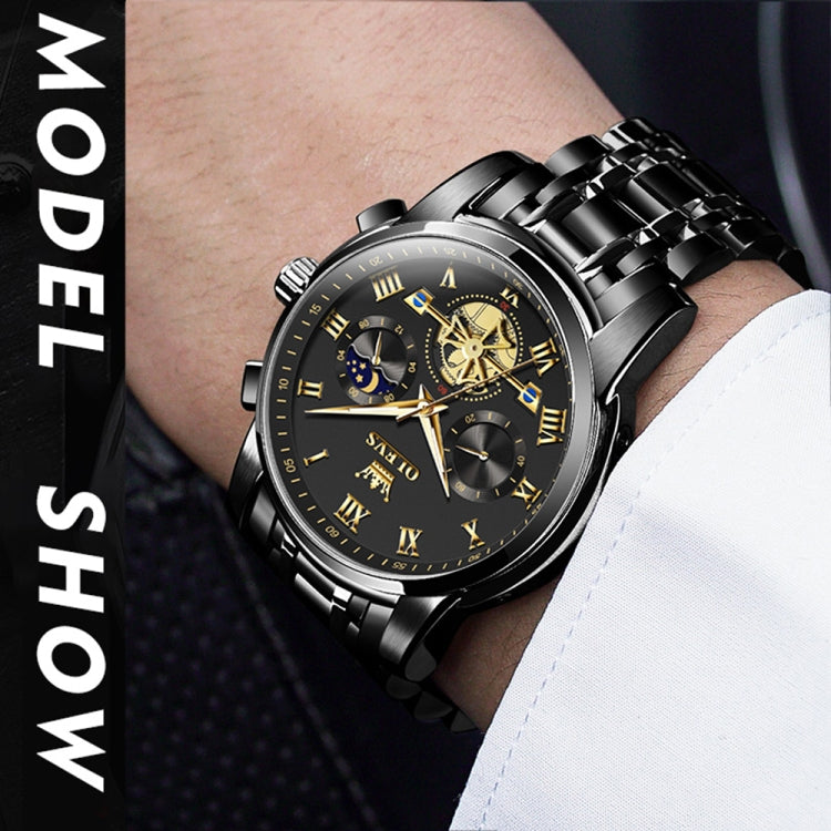 OLEVS 2859 Men Multifunctional Luminous Waterproof Quartz Watch(Black) - Metal Strap Watches by OLEVS | Online Shopping South Africa | PMC Jewellery