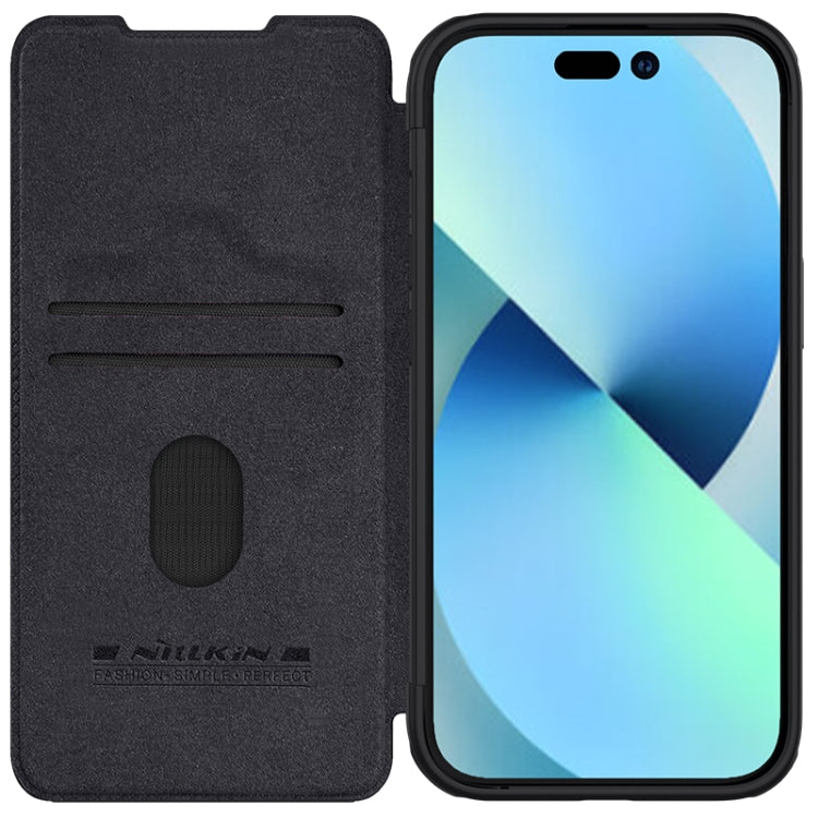 For iPhone 15 Plus NILLKIN QIN Series Pro Sliding Camera Cover Design Leather Phone Case(Black) - iPhone 15 Plus Cases by NILLKIN | Online Shopping South Africa | PMC Jewellery