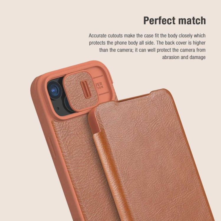 For iPhone 15 NILLKIN QIN Series Pro Sliding Camera Cover Design Leather Phone Case(Red) - iPhone 15 Cases by NILLKIN | Online Shopping South Africa | PMC Jewellery