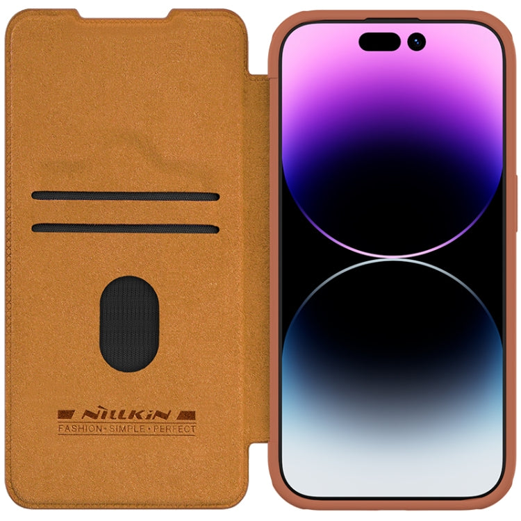 For iPhone 15 Pro NILLKIN QIN Series Pro Sliding Camera Cover Design Leather Phone Case(Brown) - iPhone 15 Pro Cases by NILLKIN | Online Shopping South Africa | PMC Jewellery