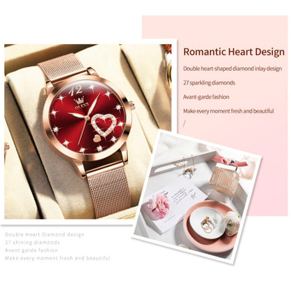 OLEVS 5189 Women Heart Shape Waterproof Quartz Watch(Red) - Metal Strap Watches by OLEVS | Online Shopping South Africa | PMC Jewellery