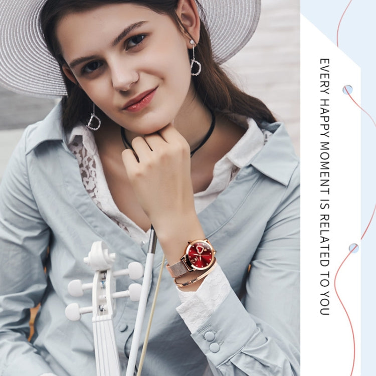 OLEVS 5189 Women Heart Shape Waterproof Quartz Watch(Red) - Metal Strap Watches by OLEVS | Online Shopping South Africa | PMC Jewellery