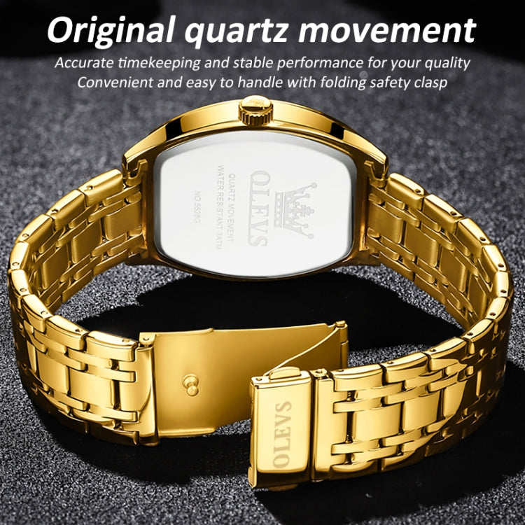 OLEVS 5528 Men Business Dual Calendar Wine Barrel Waterproof Quartz Watch(White + Gold) - Metal Strap Watches by OLEVS | Online Shopping South Africa | PMC Jewellery