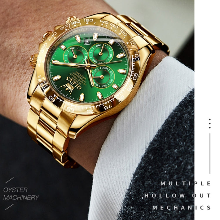 OLEVS 6638 Men Multifunctional Luminous Waterproof Mechanical Watch(Green) - Metal Strap Watches by OLEVS | Online Shopping South Africa | PMC Jewellery