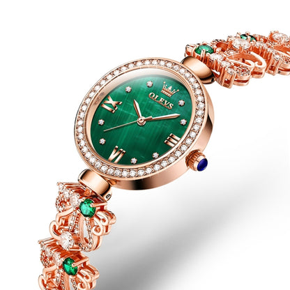 OLEVS 9958 Women Adjustable Drawstring Bracelet Quartz Watch(Green + Rose Gold) - Bracelet Watches by OLEVS | Online Shopping South Africa | PMC Jewellery