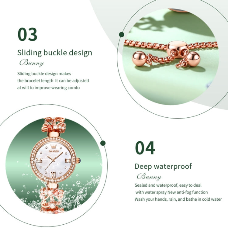 OLEVS 9958 Women Adjustable Drawstring Bracelet Quartz Watch(Green + Rose Gold) - Bracelet Watches by OLEVS | Online Shopping South Africa | PMC Jewellery