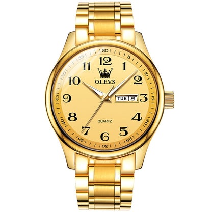 OLEVS 5567 Men Steel Strap Waterproof Quartz Watch(Gold) - Metal Strap Watches by OLEVS | Online Shopping South Africa | PMC Jewellery