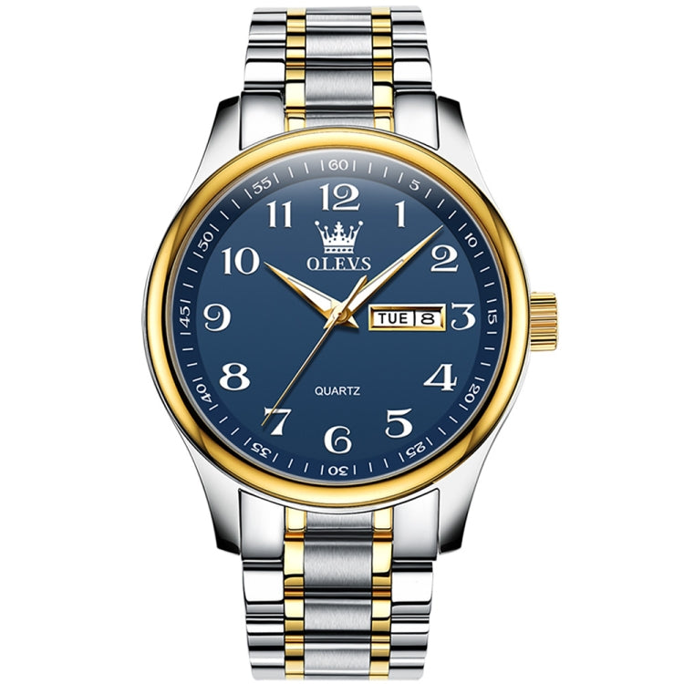OLEVS 5567 Men Steel Strap Waterproof Quartz Watch(Blue) - Metal Strap Watches by OLEVS | Online Shopping South Africa | PMC Jewellery
