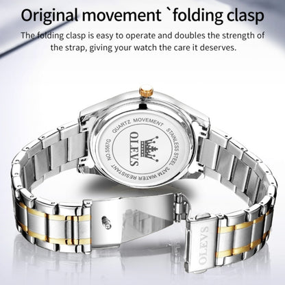 OLEVS 5567 Men Steel Strap Waterproof Quartz Watch(Blue) - Metal Strap Watches by OLEVS | Online Shopping South Africa | PMC Jewellery