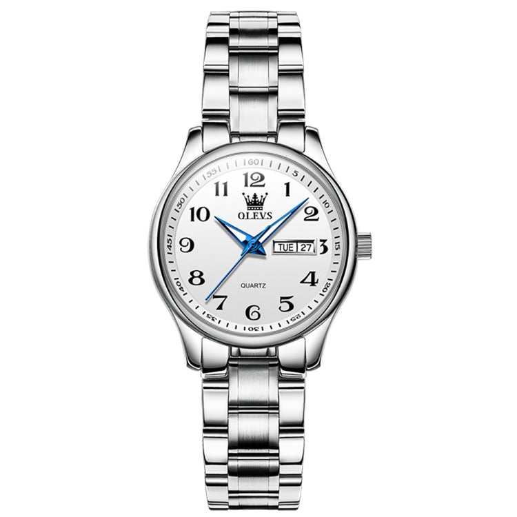 OLEVS 5567 Women Steel Strap Waterproof Quartz Watch(White + Silver) - Metal Strap Watches by OLEVS | Online Shopping South Africa | PMC Jewellery