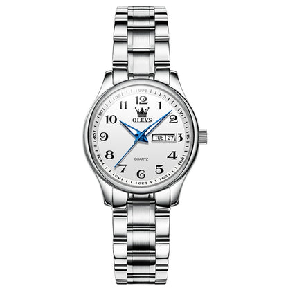 OLEVS 5567 Women Steel Strap Waterproof Quartz Watch(White + Silver) - Metal Strap Watches by OLEVS | Online Shopping South Africa | PMC Jewellery