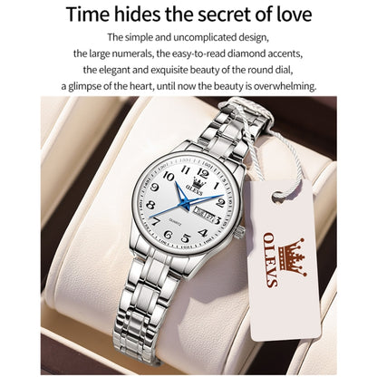 OLEVS 5567 Women Steel Strap Waterproof Quartz Watch(White + Silver) - Metal Strap Watches by OLEVS | Online Shopping South Africa | PMC Jewellery