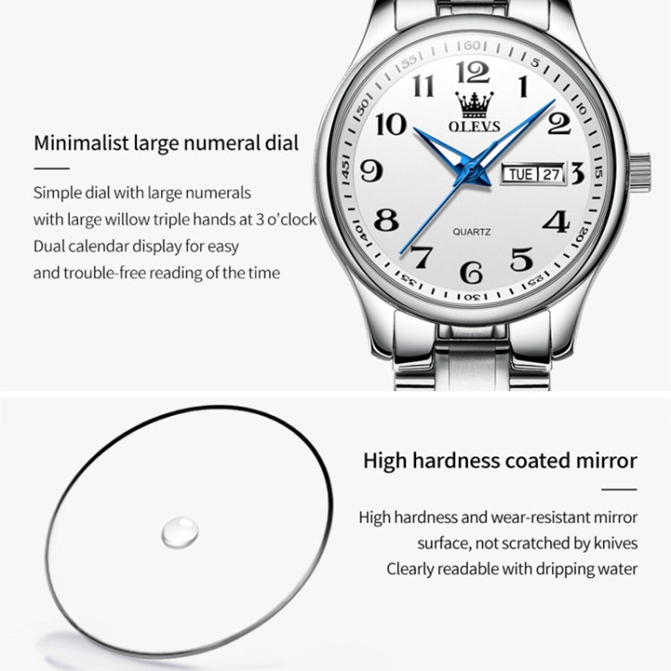 OLEVS 5567 Women Steel Strap Waterproof Quartz Watch(White + Silver) - Metal Strap Watches by OLEVS | Online Shopping South Africa | PMC Jewellery