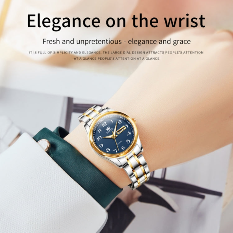 OLEVS 5567 Women Steel Strap Waterproof Quartz Watch(Blue) - Metal Strap Watches by OLEVS | Online Shopping South Africa | PMC Jewellery
